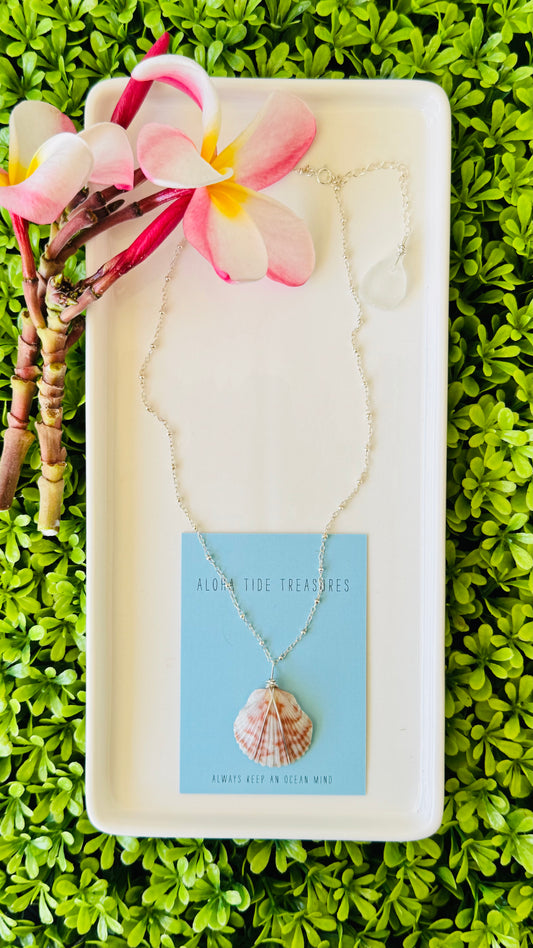 Sterling Silver Calico Shell Necklace 16” - Ginny