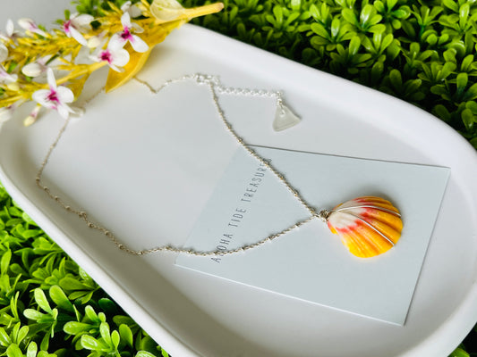 Sterling Silver Sunrise Shell Necklace 16”