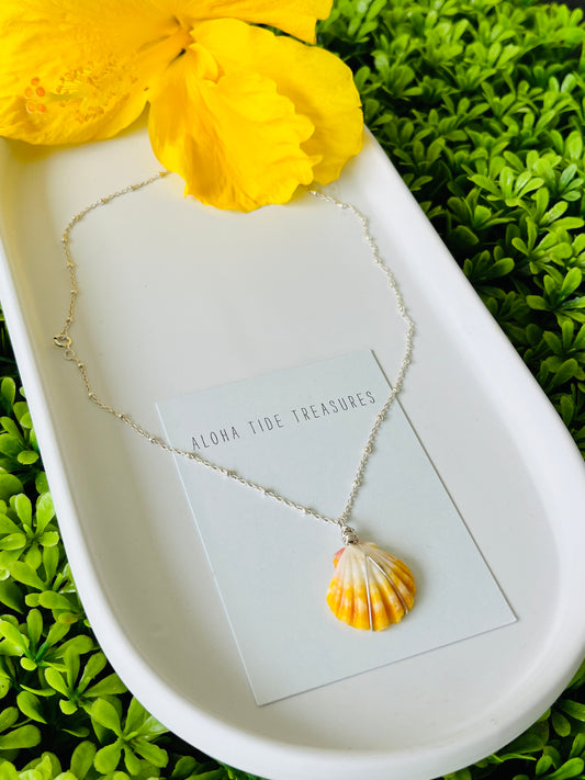 Sterling Silver Sunrise Shell Necklace 16” - Cessily