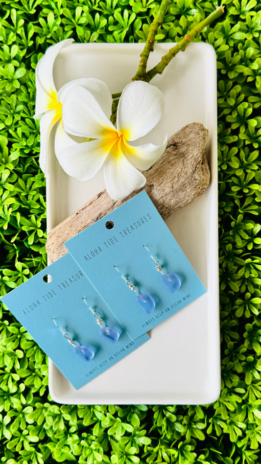 Sterling Purple Seaglass Earrings - Christina
