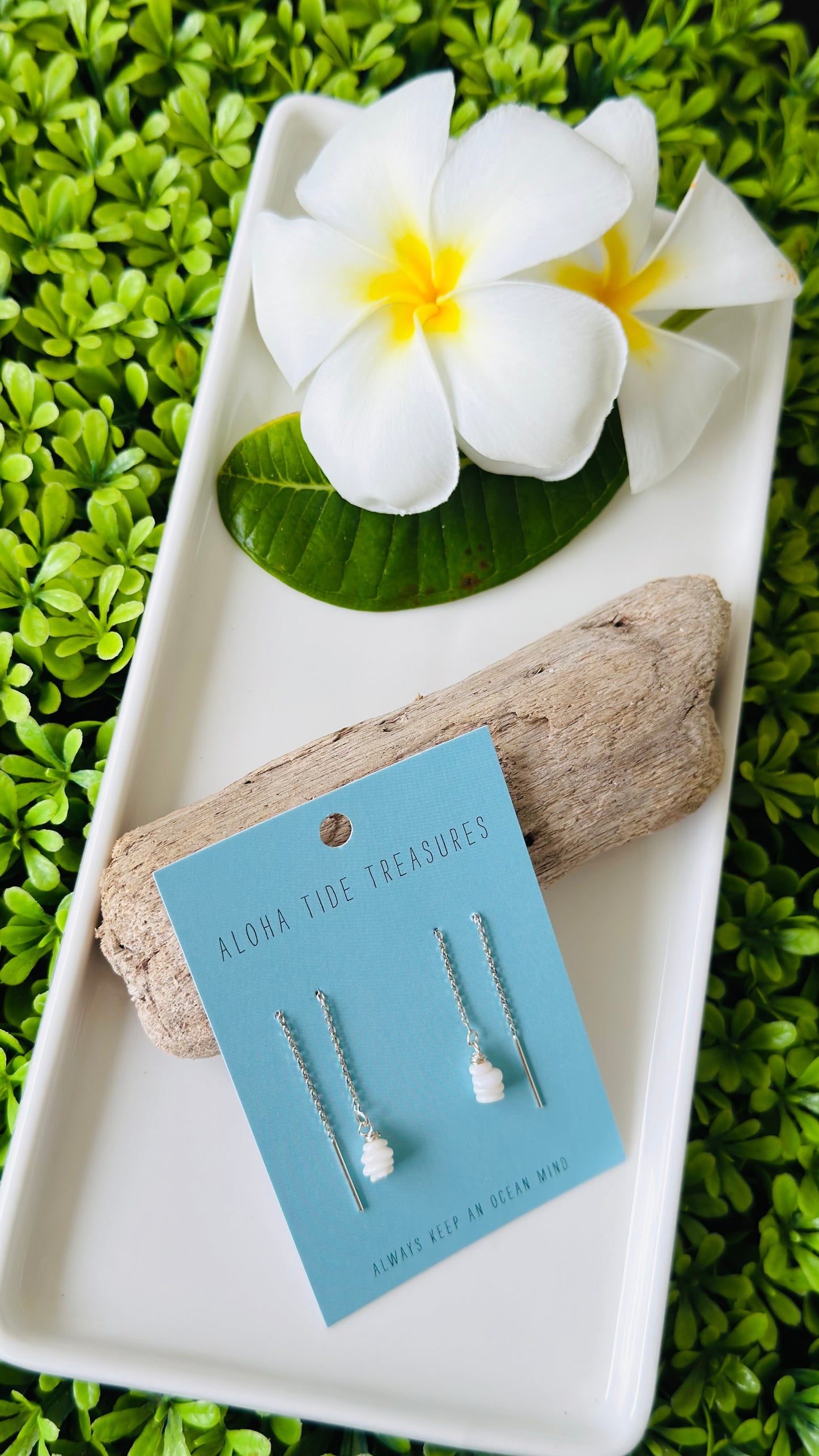 Sterling Silver Dainty Puka Shell Threader Earrings