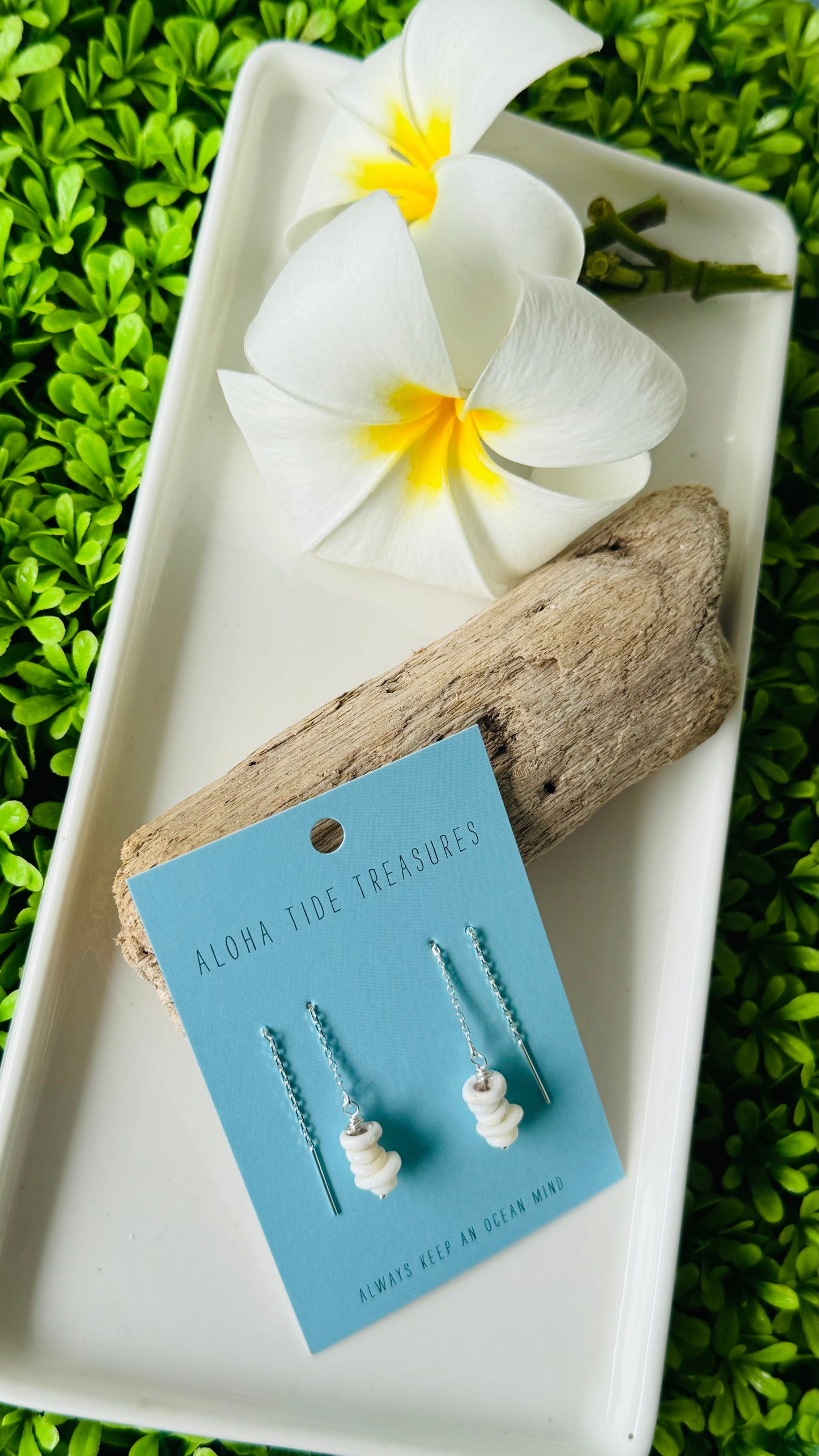 Sterling Silver Puka Shell Threader Earrings