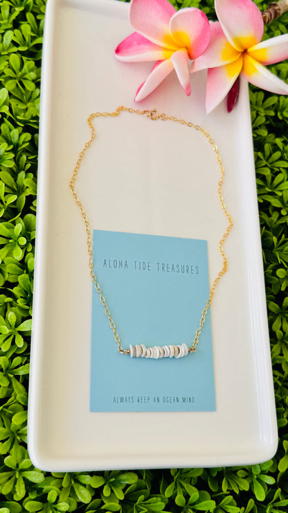 14K GF Dainty Puka Sand-Bar Necklace 16”