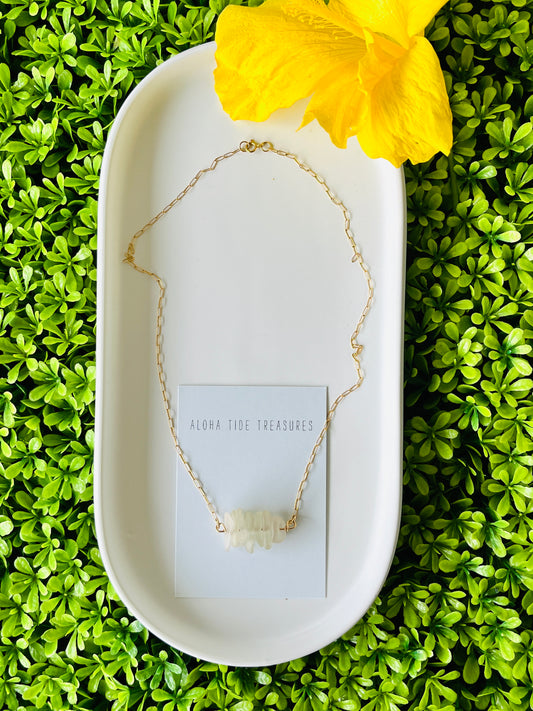 14K GF Sea glass bar Necklace 16”