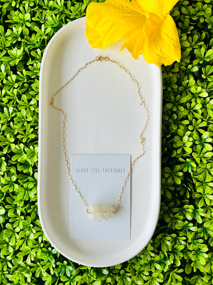 14K GF Sea glass bar Necklace 16”