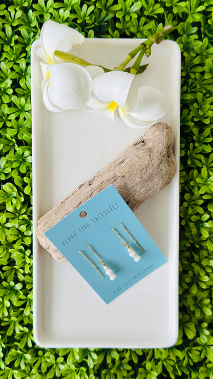 14K GF Puka/Pearl Threader Earrings