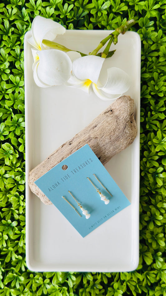 14K GF Puka/Pearl Threader Earrings