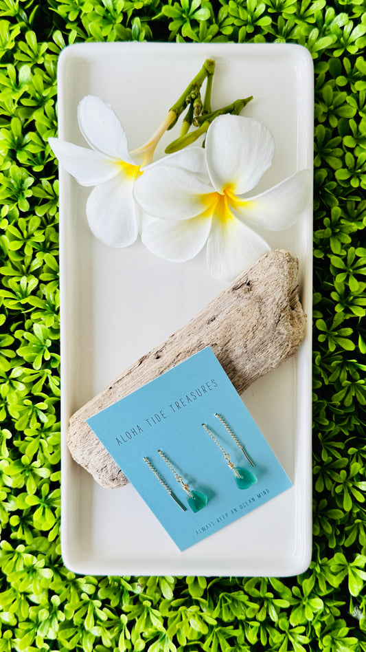 14K GF Seaglass Threader Earrings