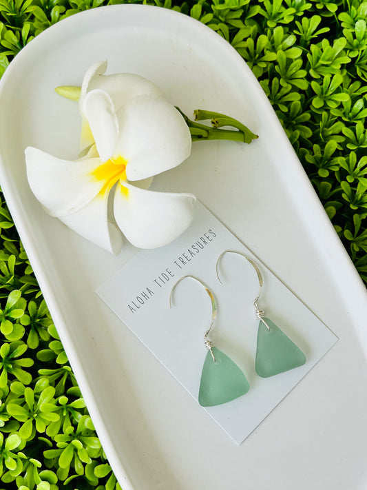 Sterling Silver Blue Sea Glass Earrings - Ashlee