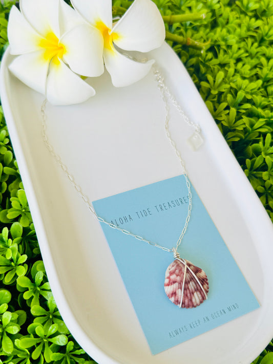 Sterling Silver Carolina Calico Shell Necklace - 16”