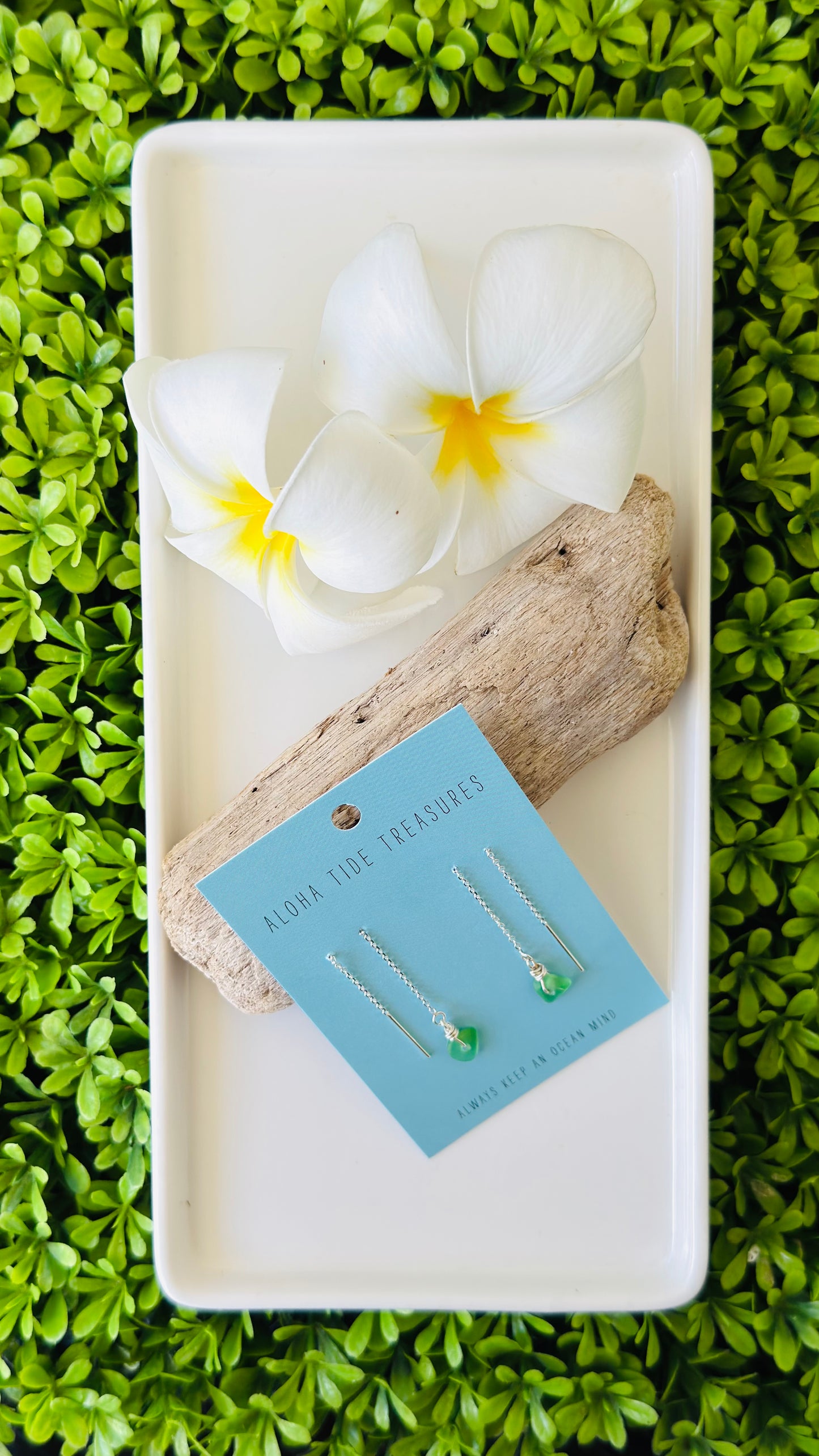 Sterling Silver White Seaglass Threader Earrings - Shayla