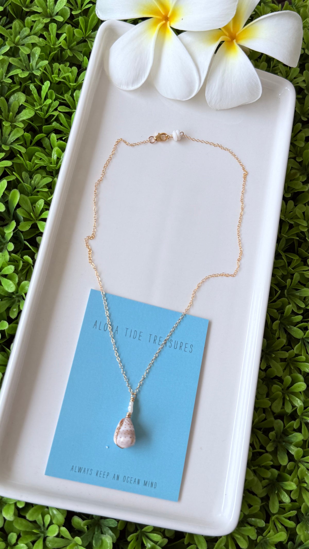 14K GF Dainty Abbreviated Cone Shell Necklace 16”