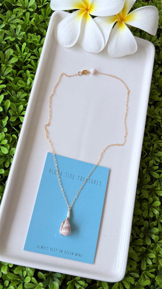 14K GF Dainty Abbreviated Cone Shell Necklace 16”