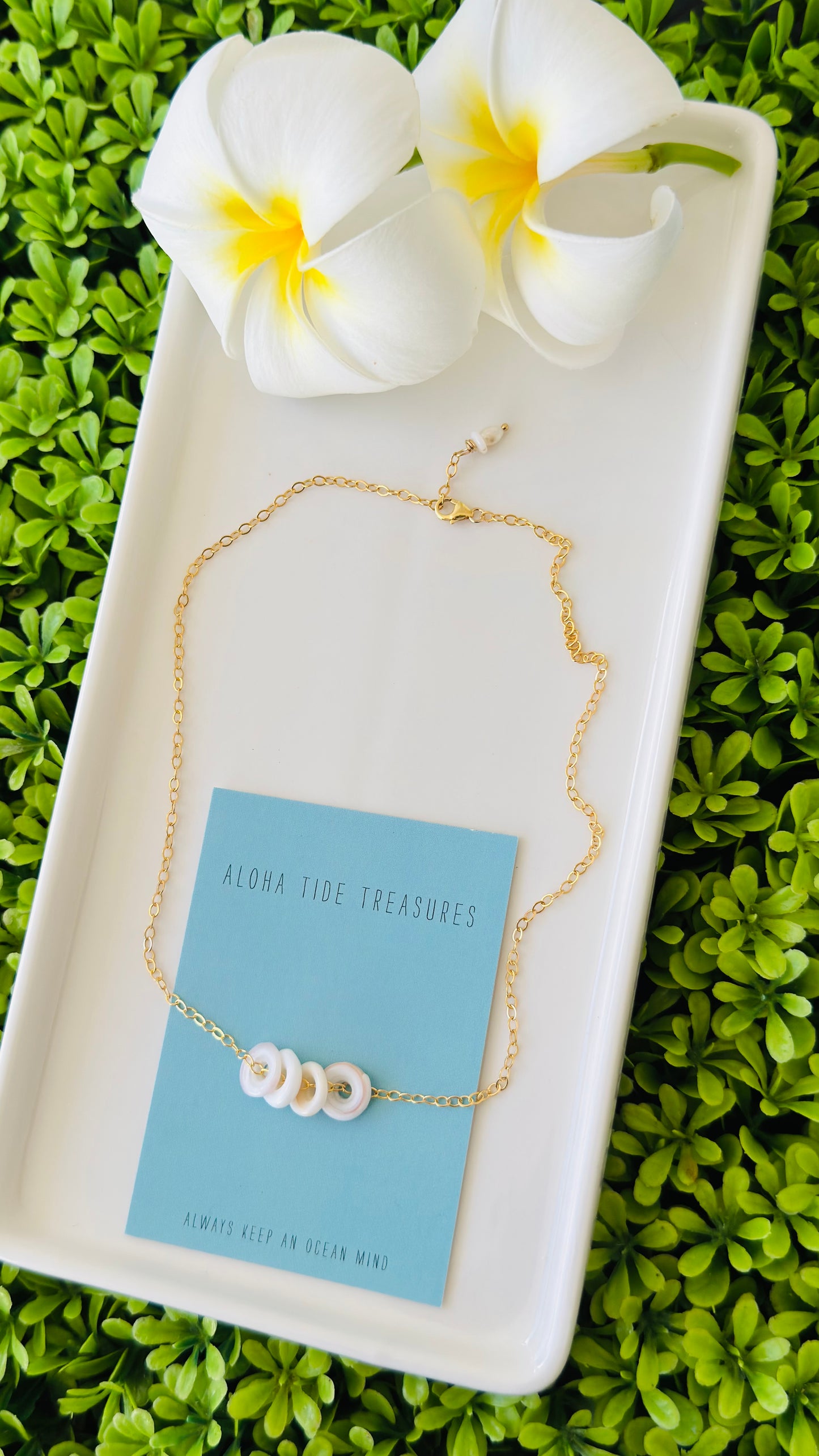 14K GF Floating Pukas Necklace 16”