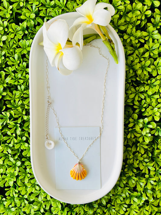 Sterling Silver Sunrise Shell Necklace 16”