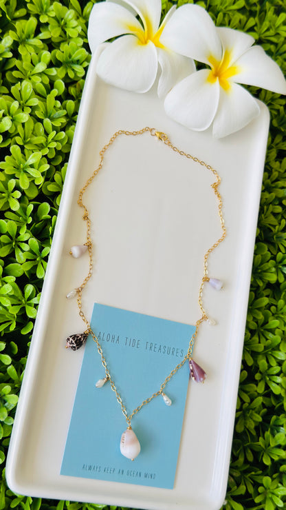 14K GF Dangle Necklace Cone/Pearl - Ashley
