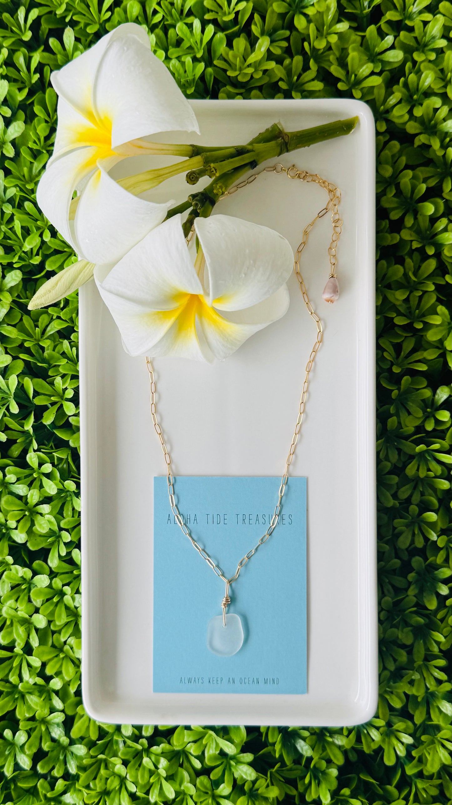 14K GF White Seaglass Necklace 16” - Jonnie