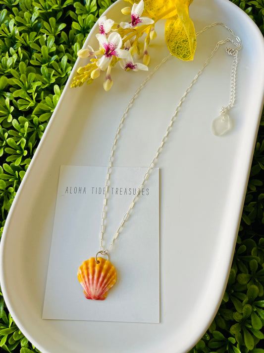 Sterling SIlver Sunrise Shell Necklace 18”