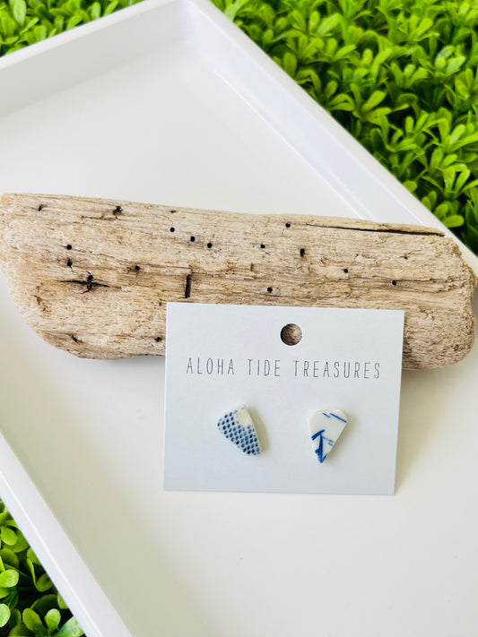 Sterling Silver Sea Pottery Stud Earrings