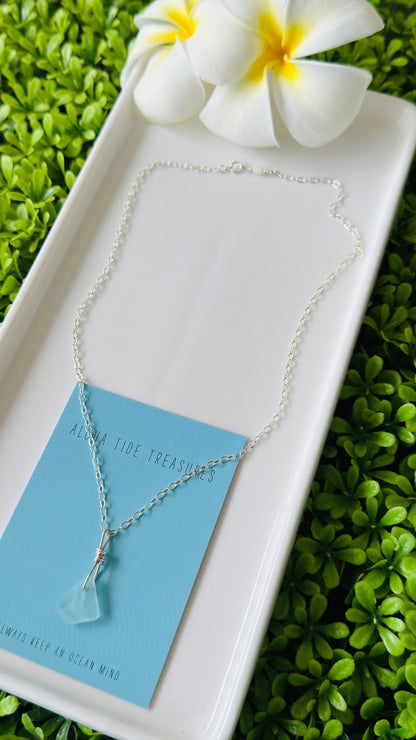 SS Seaglass Necklace 16” - Mallory
