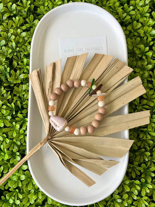 Sea Glass & Cone Shell Bracelet