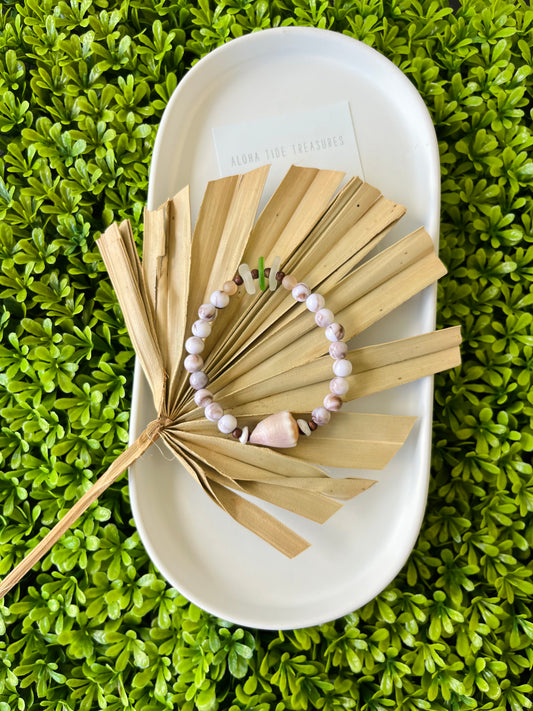 Sea glass and Cone shell bracelet