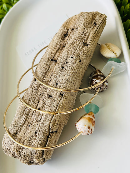 Custom 14K Bangle Set with Customer Delivered Shells!