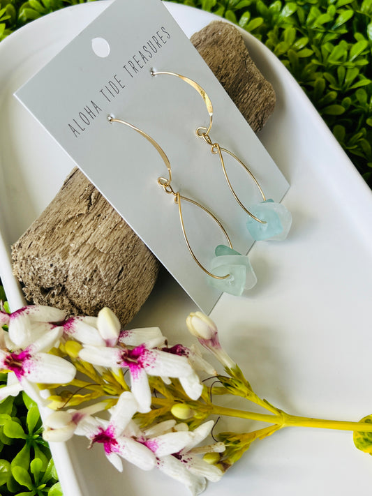 14K GF Sea Glass Teardrop Earrings