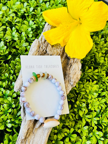 Cowrie & Sea Glass Bracelet