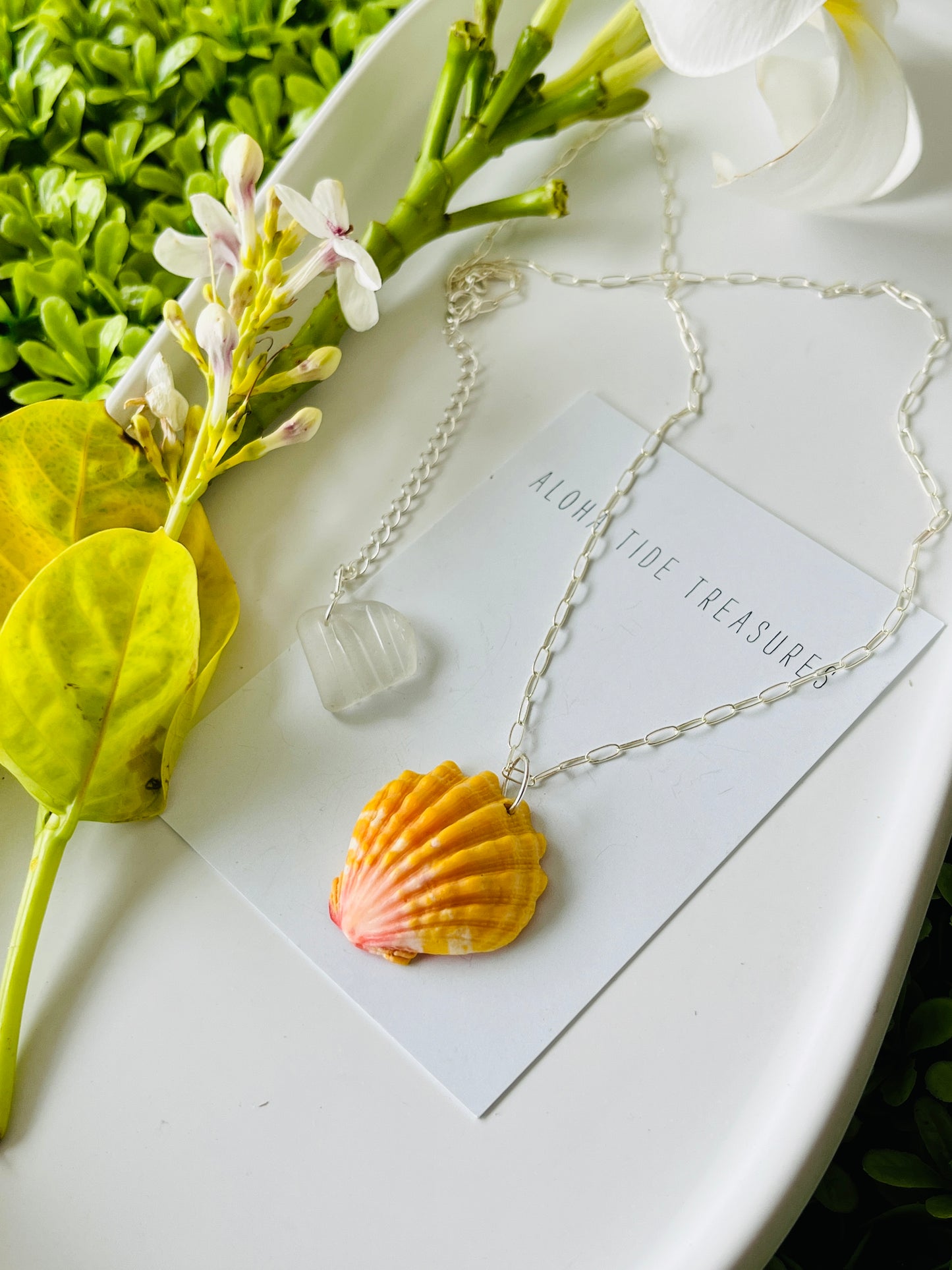 Sterling SIlver Sunrise Shell Necklace 18”