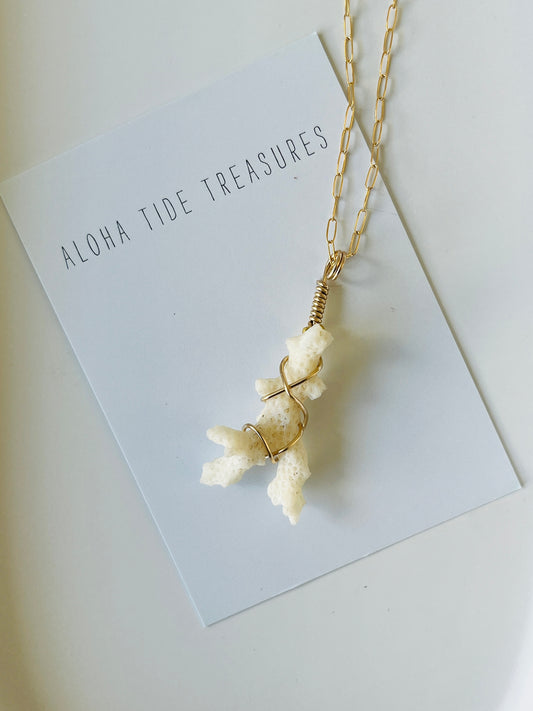 14K GF White Coral Necklace 16”