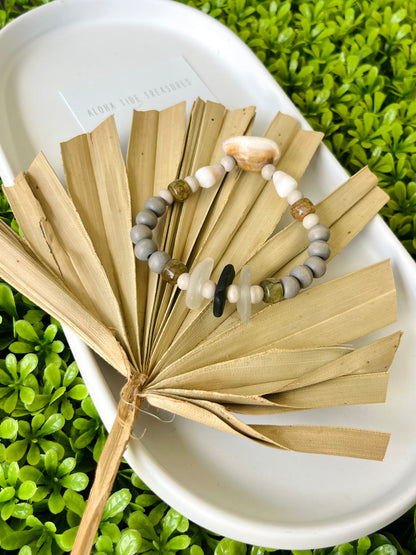 Cowrie & Sea Glass Bracelet