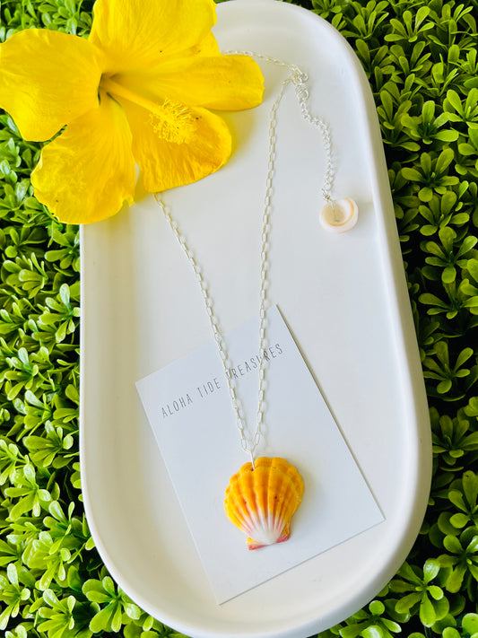 Sterling SIlver Sunrise Shell Necklace 18”