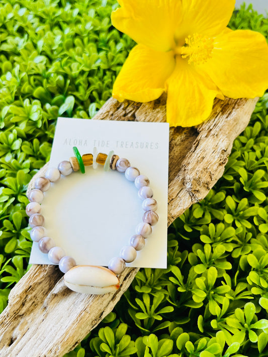 Cowrie & Sea Glass Bracelet