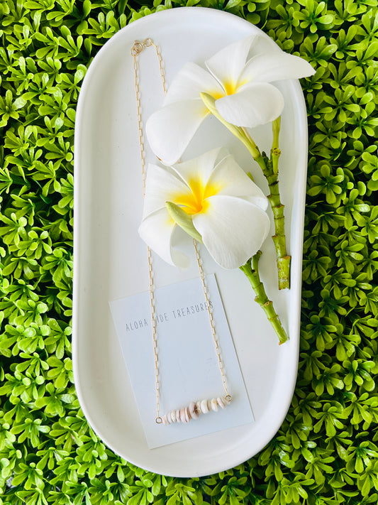 14K GF Dainty Puka Sand-Bar Necklace 16”