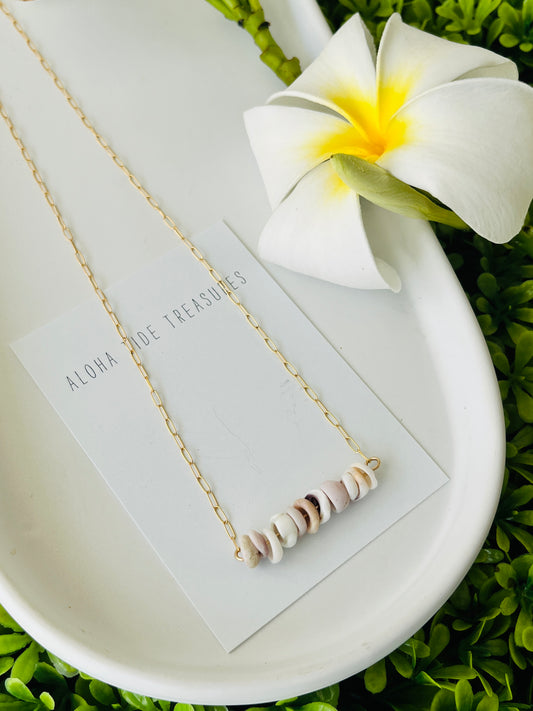 14K GF Dainty Puka Sand-Bar Necklace 16”