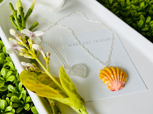 Sterling SIlver Sunrise Shell Necklace 18”