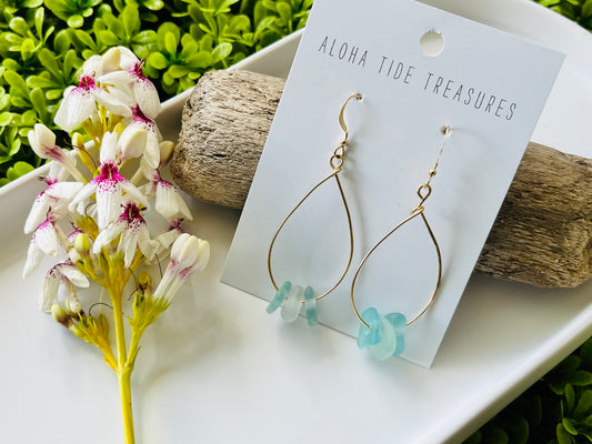 14K GF Sea Glass Teardrop Earrings