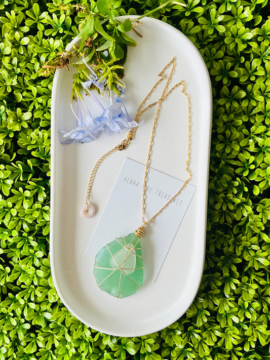 Mamas Sea Glass Necklace 16”